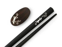 Essstäbchen Set Mit Ablage "Sanshouo", Ebenholz